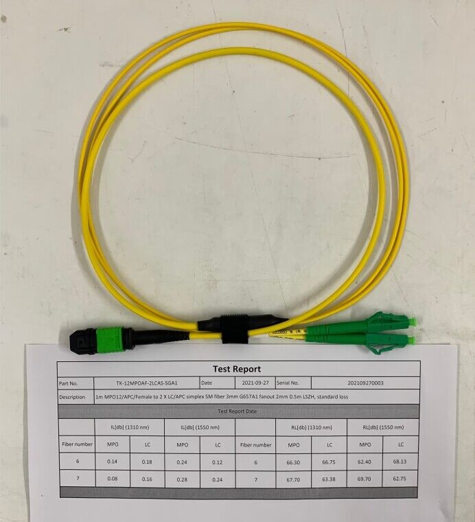 Precision MPO to LC Breakout Patch Cord with 2-Fiber and Optional APC/UPC Connectors for Flexible Connectivity