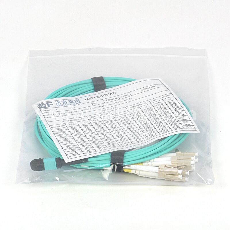 12F MPO MTP to LC OM3 Breakout Cable for High-Density Server and Switch Aggregation