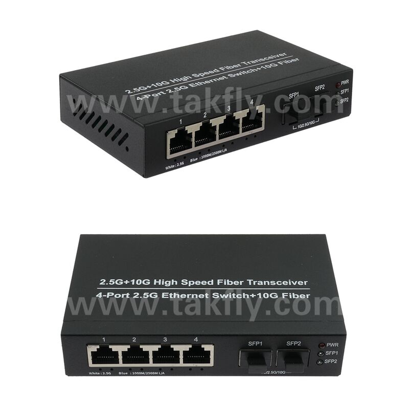 2.5G 2 Port Fiber 4 Port Copper Ethernet Switch with 10G Uplink and Fanless Metal Housing for High-Speed Network Expansion