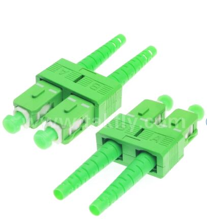 SC/APC Fiber Optic Connector, Green Housing 8° Angled Polish Connector, Low Back Reflection High Precision SC APC Simplex Adapter for FTTH CATV Optical Network