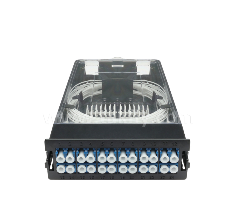Pre‑terminated Cassette Module – TK‑HRM‑04, 12C/24C, Dual‑Mode: LC Pigtail Fusion or MPO‑LC Cassette Management, Plug‑and‑Play for Data Center Cabling