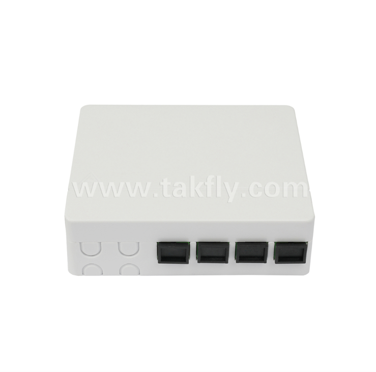 TKS-1806-04C-4 Port Fiber Termination Box - Surface Mount, SC/LC Compatible , Modular Design for Work Area Subsystems.