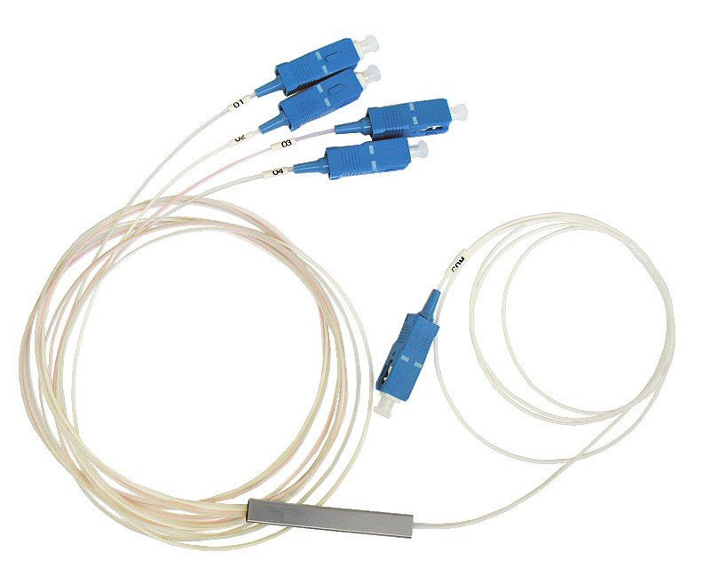 1 To 4 Low Pdl Fiber Optic Plc Splitter Sc / Upc / Apc Connector Type