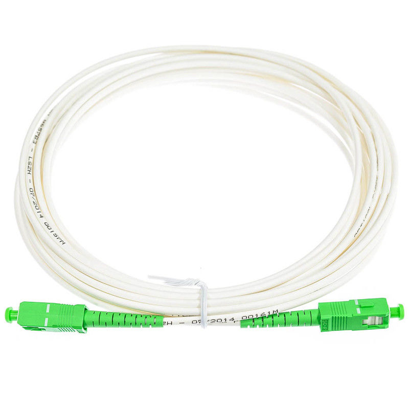 PVC White Fiber Optic Patchcord G657B3 Anti Bending SC Single Mode Fiber Optical Cable