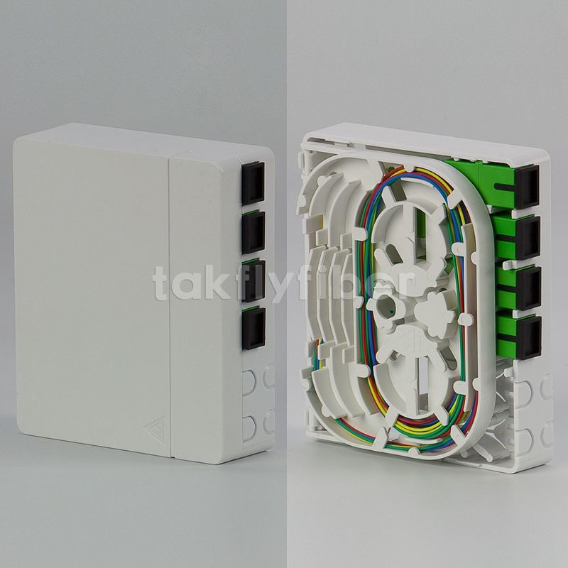 4 Port Wall Mountable FTTH Fiber Optic Termination Box With SC Adapter Pigtail