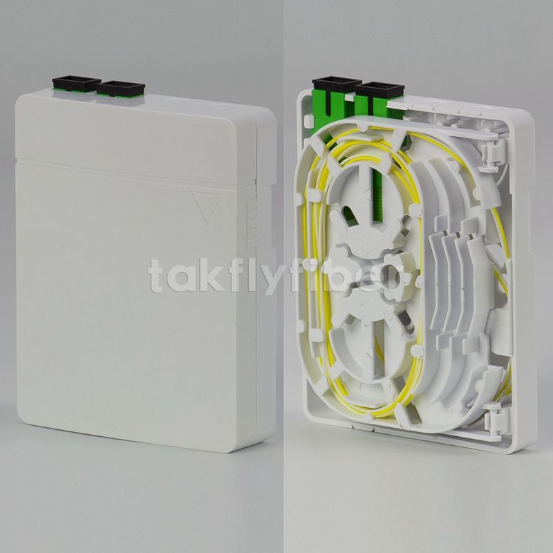FTTX 2 Port FTTH Wall Outlet Fiber Optic Termination Box With SC Adapter Pigtail