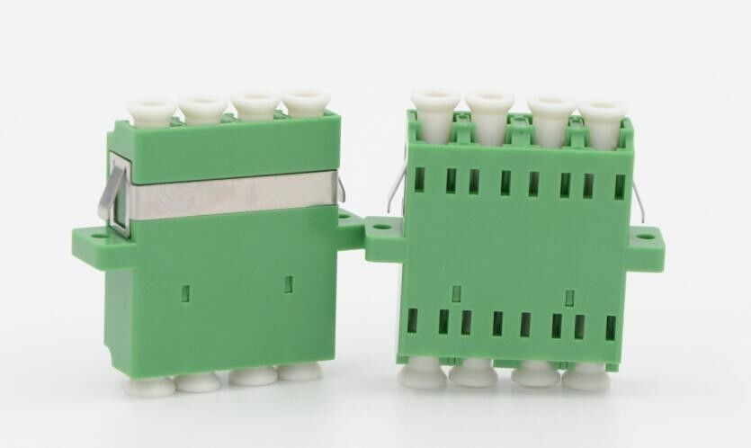 LC APC Quad Fiber Optic Adapter SM Flangeless Green Color For Telecom Network