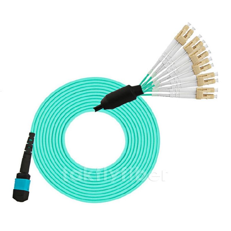 LSZH MPO-LC Fanout Cable with 50/125um Multimode Fiber and Low Insertion Loss MPO Fiber Optic Patch Cord