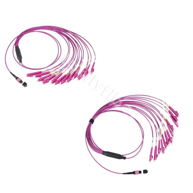 3.0mm OM4 LSZH MPO Breakout Cable  MPO To LC Fiber Patch Cable