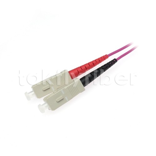 OM4 Duplex Fiber Optic Patch Cable LSZH Violet Jacket SC To SC 3.0mm 850nm