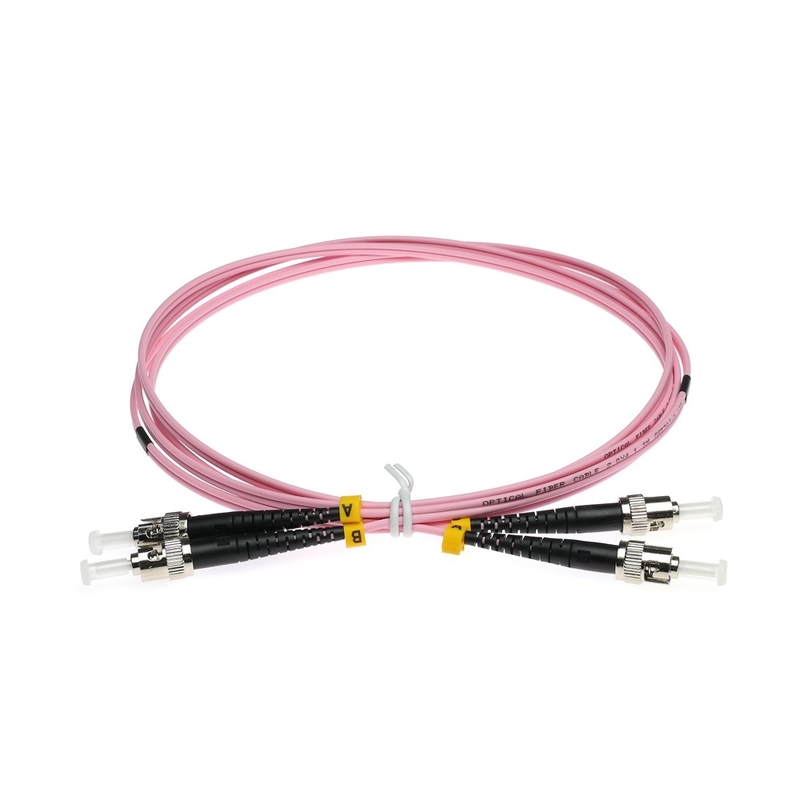 ST-ST Duplex G652D SM LSZH Fiber Patch Cord Pink Color