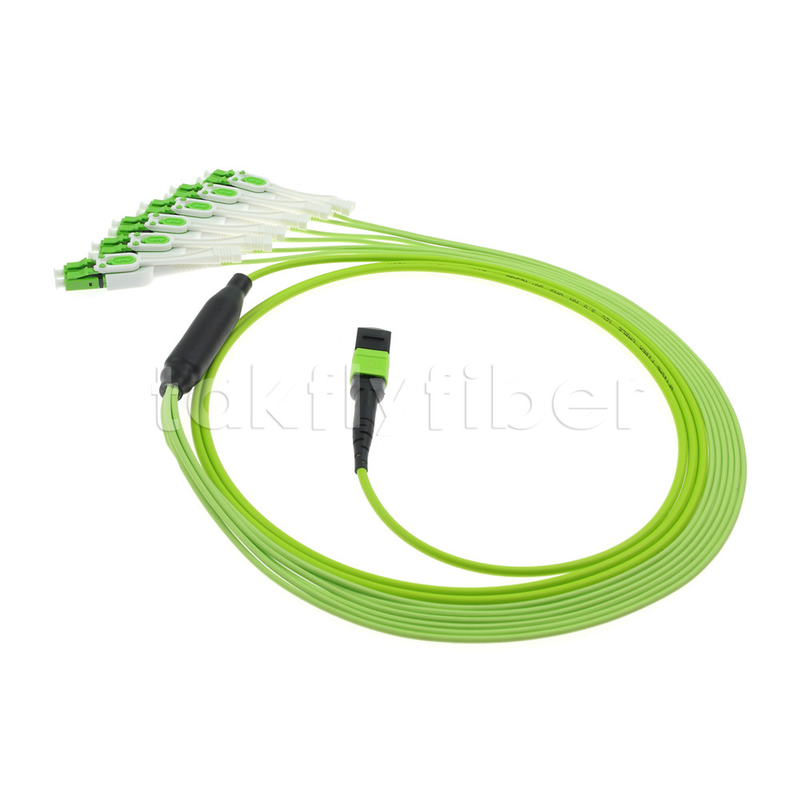MPO/MTP Female To LC OM5 Multimode Breakout Cable Lime Green
