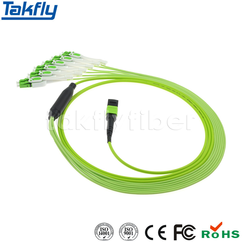 12 Core MPO/MTP Fiber Patch Cords Multimode LSZH OFNR OPNP OM5 MTP-LC Trunk Cable