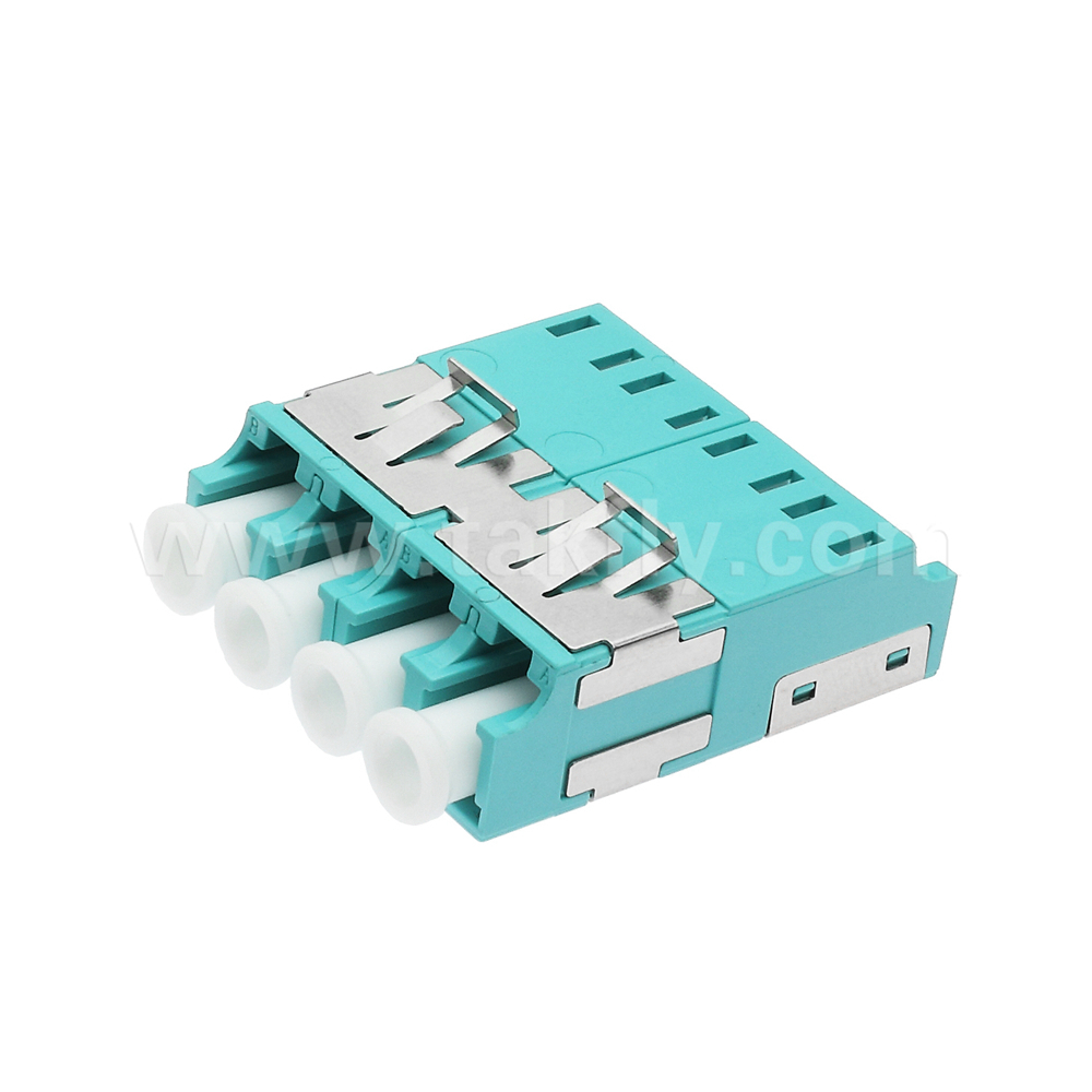 LC Quad Fiber Optic Adapter with Built-in Light Baffle