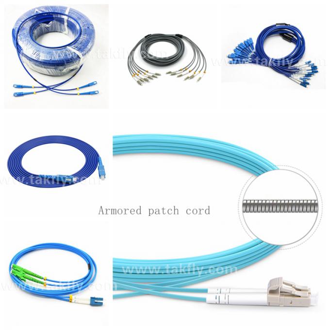 10m SC UPC SM PVC Simplex Armored Patch Cord G652D Spiral Steel Pipe